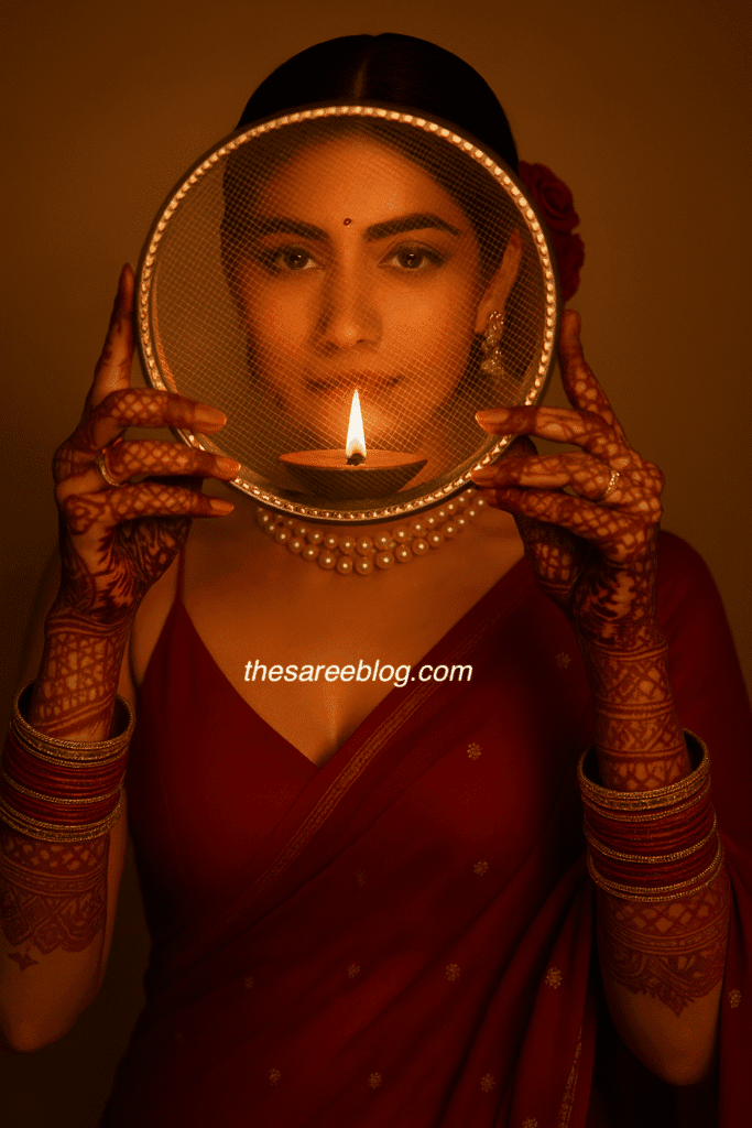 karwachauth saree poses