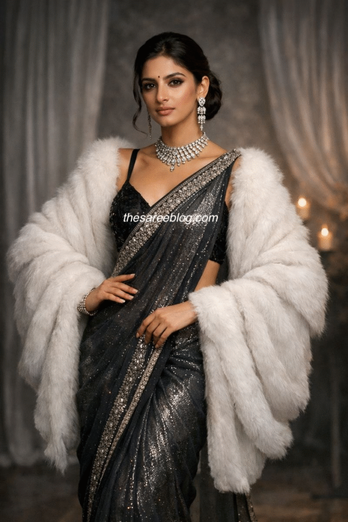 winter saree look