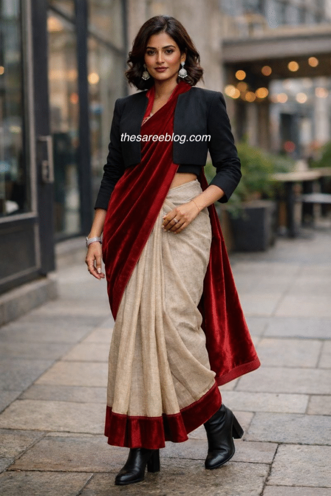 winter saree look