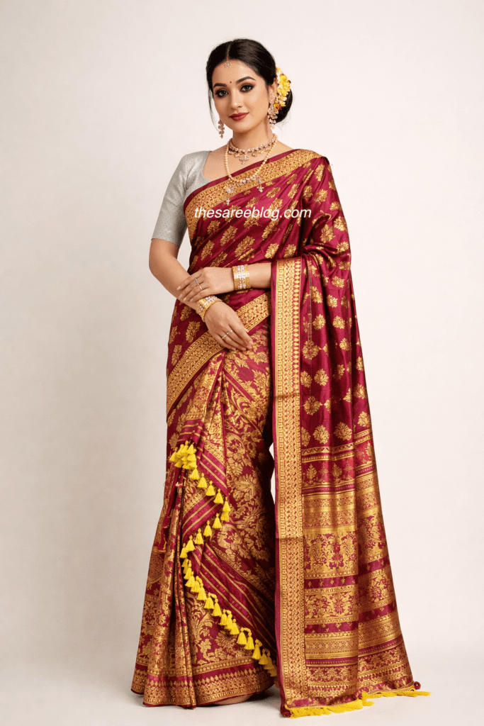 woman posing in a mekhela chador