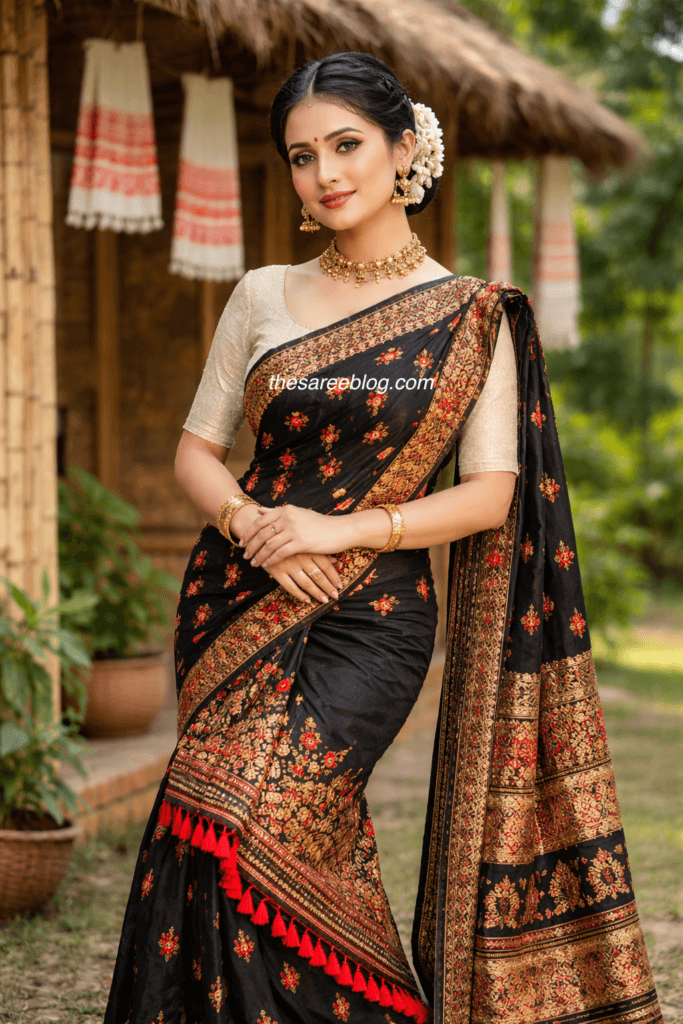 woman in black mekhela chador