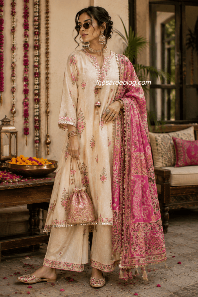 model in a stunning kurta set raksha bandhan outfit